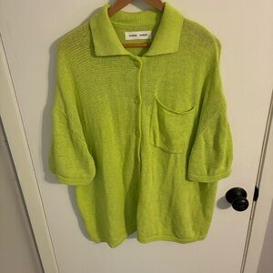 Samsoe Samsoe Green Neon Knit Mel Short Sleeve Top